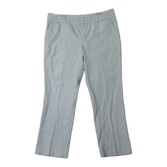 Norma Kamali Career Crop Pant Gray White Straw Stripe Women Size 10(34x26)EUC - Picture 1 of 12